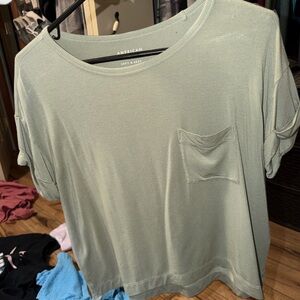 American Eagle Outfitters Sage Green Short Sleeve Pocket Tee